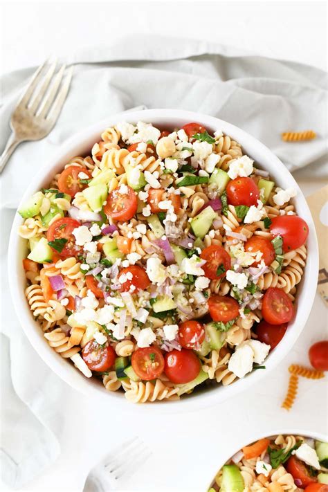 Greek Pasta Salad with Feta Cheese - Savvy Saving Couple