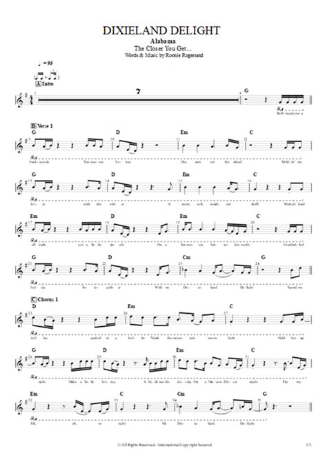 Dixieland Delight Tab by Alabama (Guitar Pro) - Guitars, Bass & Backing Track | mySongBook