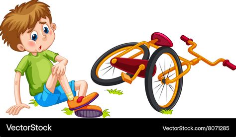 Boy fallen off the bicycle Royalty Free Vector Image