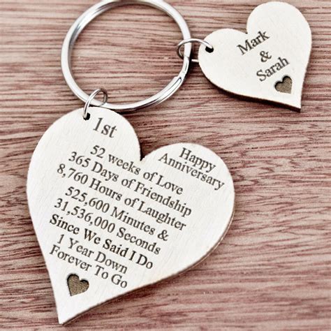 1st First Wedding Anniversary Gift for Husband Wife Personalised Keyring Her K43 | eBay ...