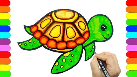 Turtle drawing and coloring Learning colors for kids #NurseryDrawingTv ...