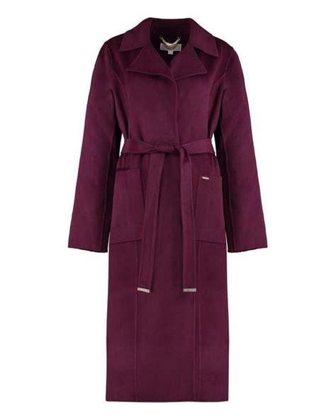 MICHAEL Michael Kors Wool Blend Coat in Purple | Lyst