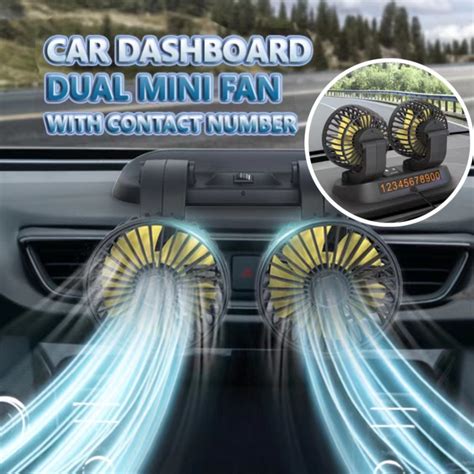 SW_ Car Strong Dual Fan Air Conditioning Double Booster Cooler 360° Desktop USB Mini Fan For Car ...