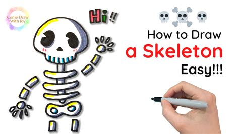 How to Draw a Skeleton Easy for Beginners | Draw Simple Skeleton Head | How to Draw Cartoon ...