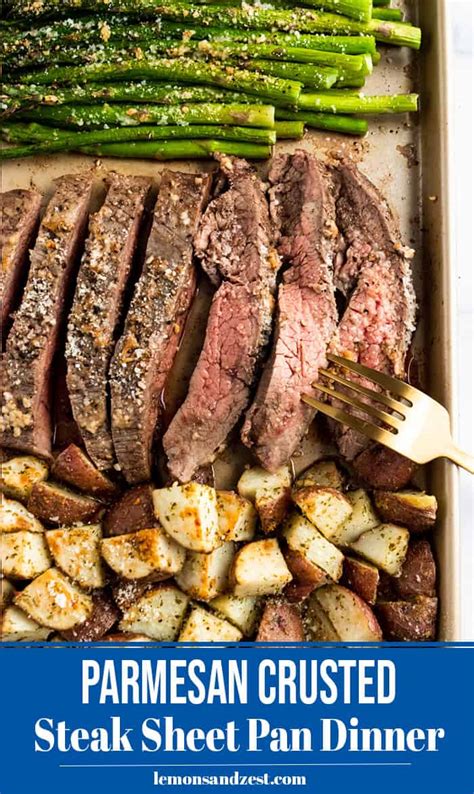 Parmesan Crusted Steak and Potato Sheet Pan Dinner | Lemons + Zest