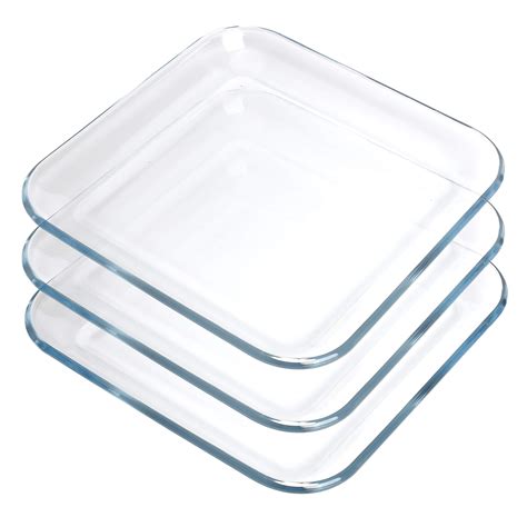 FOYO Toast Plates, Clear Square Tempered Glass Salad Dessert Plates 7 ...