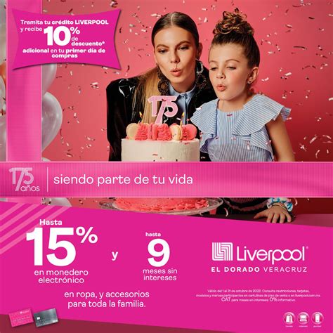 Promoción Liverpool 175 Años: Hasta 15% en monedero electrónico y Hasta 9 msi en ropa y accesorios