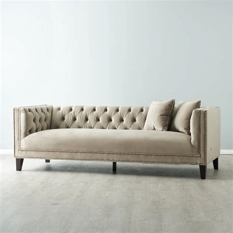 Vogue Beige Velvet 3 Seater Sofa