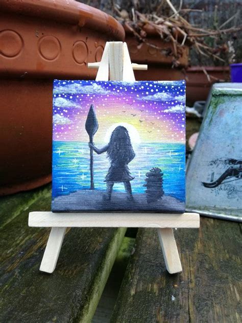 Handpainted Moana mini painting How far I'll go Disney sea sun stones ...