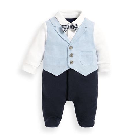 Blue Waistcoat All-In-One Baby Outfit | Baby clothes, Formal boys outfit, Baby boy outfits