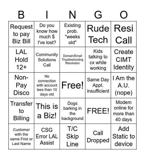 Carrington's Dobbers Bingo Card