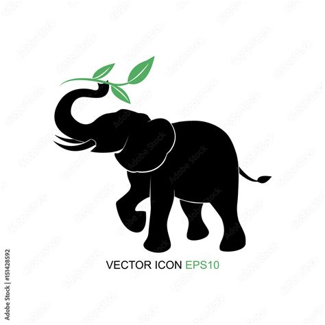 Elephant symbol.Vector illustration. elephant picture tea and sprigs ...