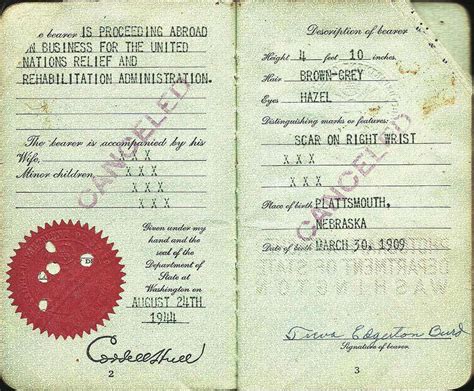 Early United Nations official's passport from WW2 - working for UNRRA ...