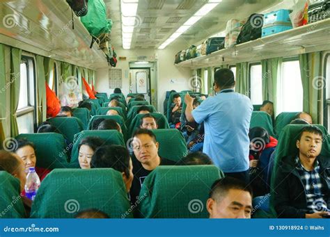 To Travel by Train, this is the Hard Seat of the Train, Male and Female Passengers Editorial ...