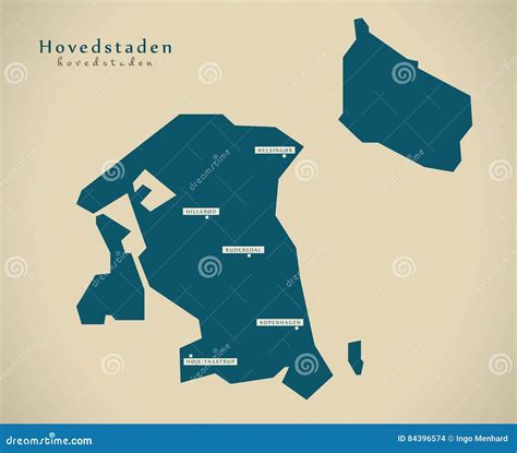 Modern Map - Hovedstaden Denmark DK Stock Illustration - Illustration ...