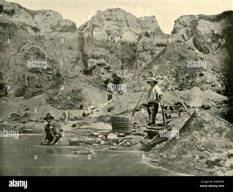 'Gold Diggers at Work near Beechworth, Victoria', 1901. Beechworth in the north-east of Victoria ...