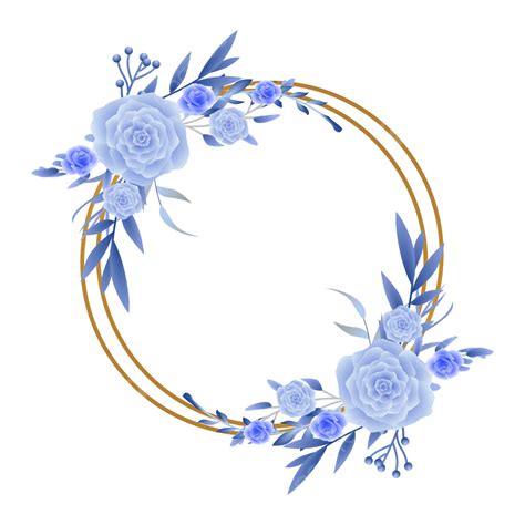Rose Flower Bouquet Vector Art PNG, Circle Frame With Vector Blue Rose ...