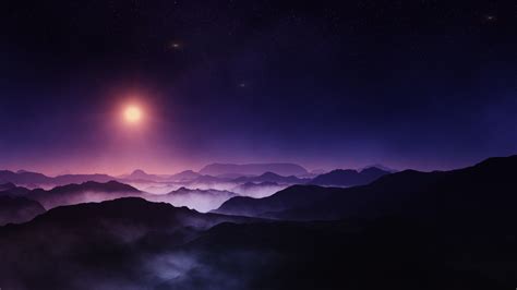 #nature, #landscape, #midnight, #Sun, #mountain, #starry night, #mist ...