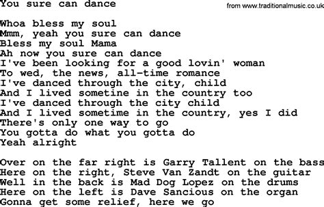 Bruce Springsteen song: You Sure Can Dance, lyrics