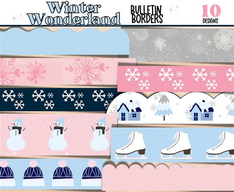 Winter Wonderland Bulletin Board Borders. January Printable Classroom Borders. Classroom DIY ...