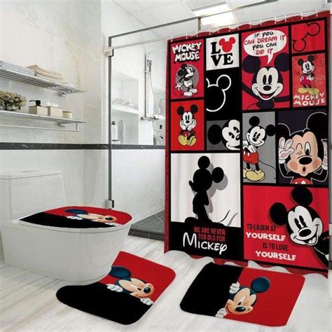 Mickey Mouse Scenes In Red Bathroom Accessory Set - REVER LAVIE