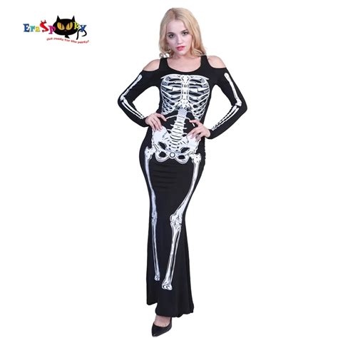 Eraspooky Halloween Costume For Women Scary Skeleton Costume Female Off The Shoulder Plus Size ...