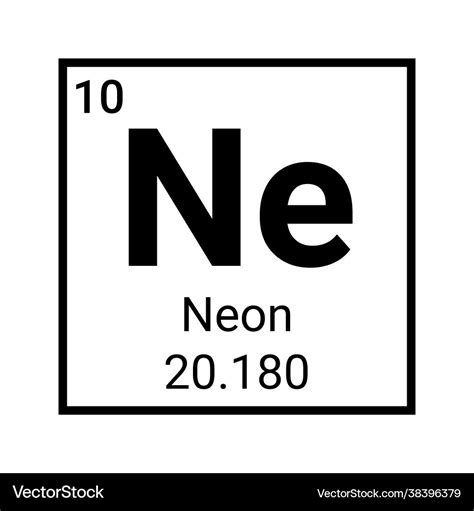 Neon element periodic table atomic symbol Vector Image