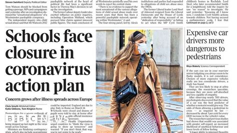 Newspaper headlines: Coronavirus 'action plan' and 'mass testing' in UK ...