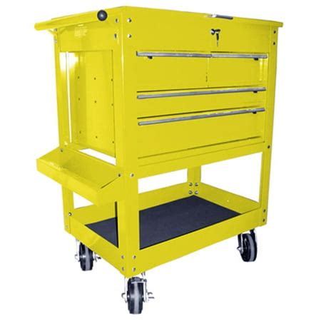 K Tool 75143 Metal Utility Cart, Yellow, 4 Drawers with Locking Cover, 5" Swivel Casters ...