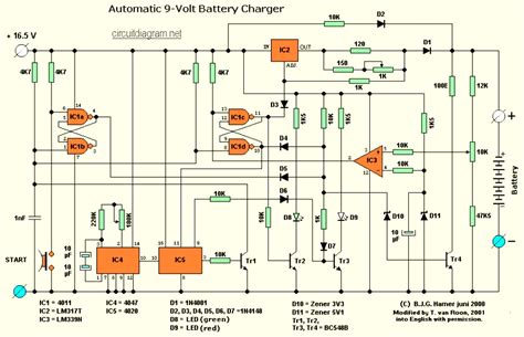 Automatic 9V Battery Charger - Circuit Scheme