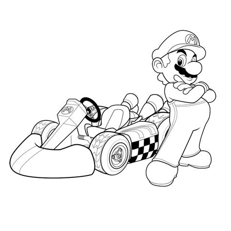 Mario with cart - Super Mario Bros. Coloring Pages for Kids