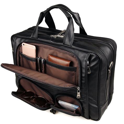 Augus Business Travel Briefcase Genuine Leather Duffel Bags for Men ...