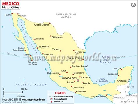 map of mexico showing major cities