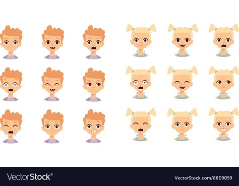 Kids emoji face Royalty Free Vector Image - VectorStock