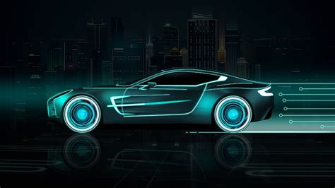 HD wallpaper: neon, futuristic car, side view, digital art, Vehicle ...