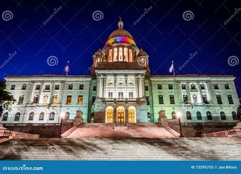 The Exterior of the Rhode Island State House at Night, in Providence, Rhode Island. Stock Image ...