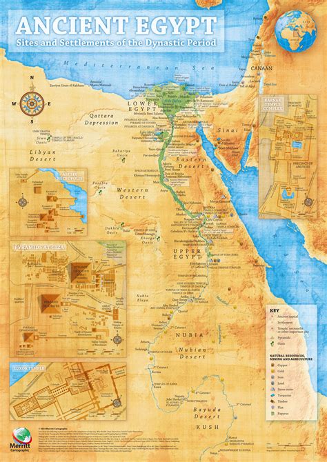 Ancient Egypt Map - Illustrative overview map highlighting the main sites and settlements of the ...