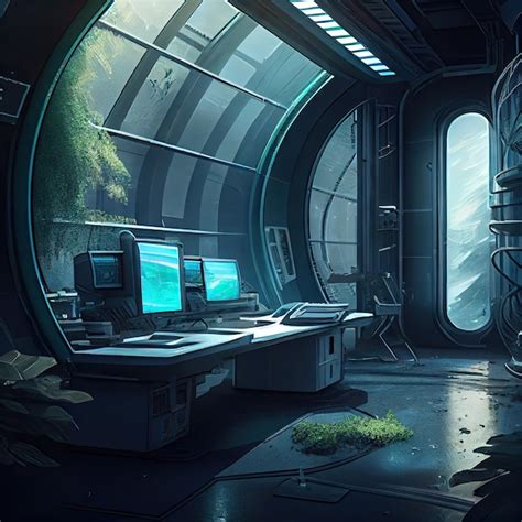 Premium Photo | Futuristic laboratory with huge windows and scifi ...