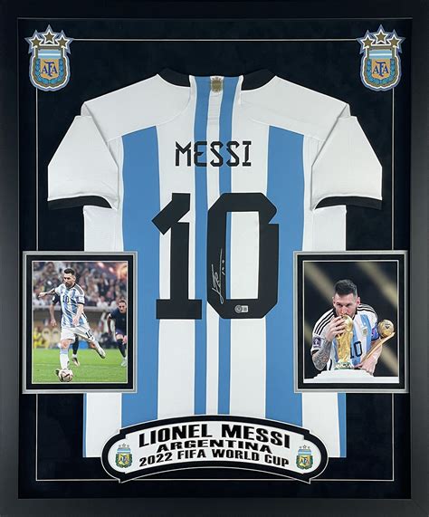 Lionel Messi Autographed Argentina 2022 FIFA World Cup Jersey Framed