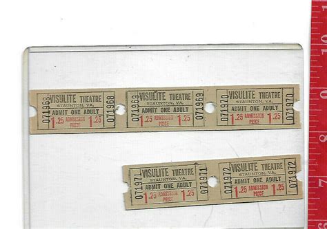 Vintage lot Visulite theatre tickets $1.25 admit one adult Staunton ...