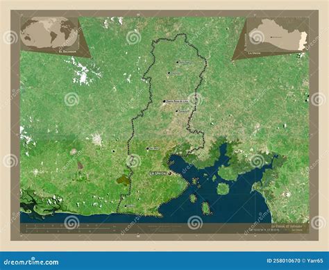 La Union, El Salvador. High-res Satellite. Labelled Points of Cities Stock Illustration ...