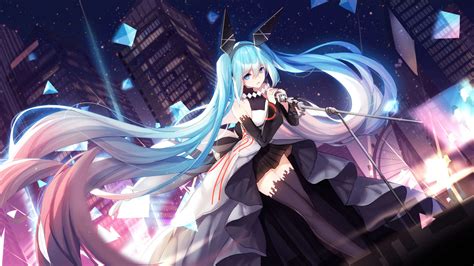 Desktop Wallpaper Hatsune Miku, Singing, Performance, Anime, Hd Image, Picture, Background, Ccd659