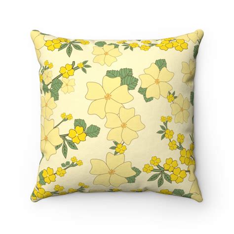 Floral Throw Pillow Cover Decorative Yellow Flowers Pillow - Etsy