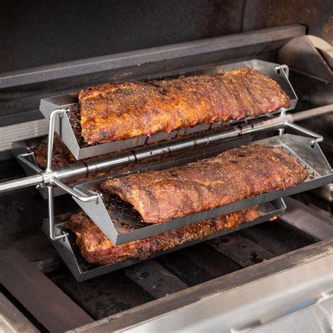 BBQGuys Signature Rib Rotisserie Rotating BBQ Grill Trays - BBQ-RRW ...