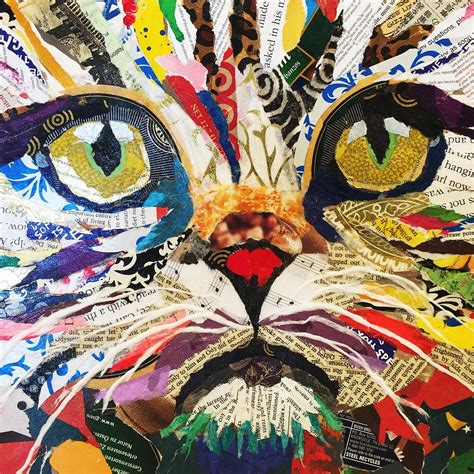 Cat close up torn paper collage by Karla Schuster | Paper collage art ...