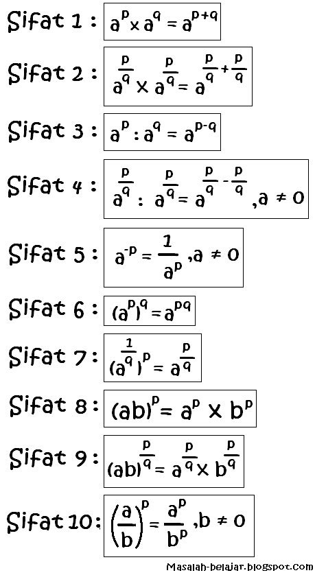 10 Sifat Sifat Eksponen Idschool - Riset