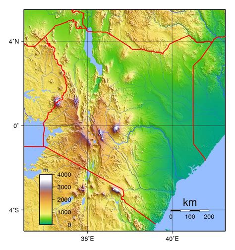 Detailed topographical map of Kenya | Kenya | Africa | Mapsland | Maps ...