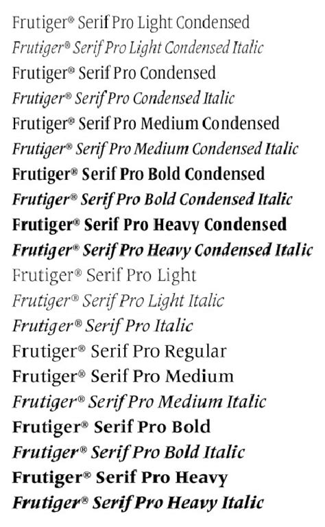 Frutiger font family - pnasave