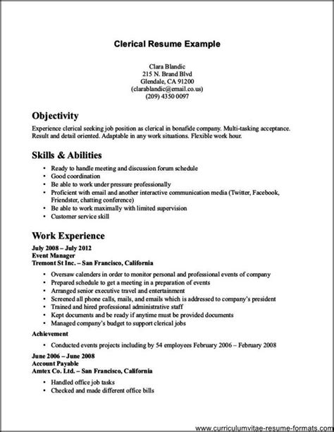 Office Clerical Resume - Free Samples , Examples & Format Resume ...