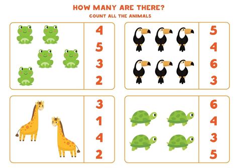 Counting educational game for kids. Wild animals. 2847743 Vector Art at ...